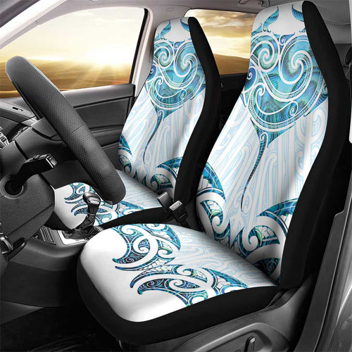 New Zealand Manta Ray Tattoo Car Seat Cover Aotearoa Maori Haehae Paua Shell - Aussie Hoodie