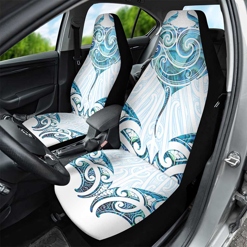 New Zealand Manta Ray Tattoo Car Seat Cover Aotearoa Maori Haehae Paua Shell - Aussie Hoodie