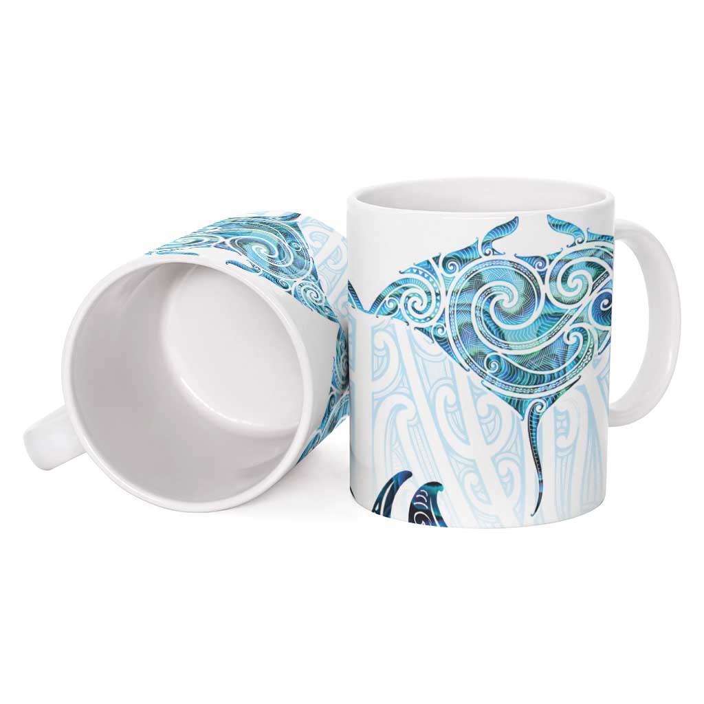 New Zealand Manta Ray Tattoo Ceramic Mug Aotearoa Maori Haehae Paua Shell - Aussie Hoodie