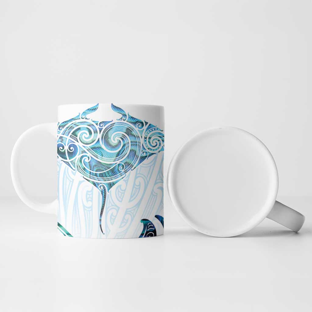 New Zealand Manta Ray Tattoo Ceramic Mug Aotearoa Maori Haehae Paua Shell - Aussie Hoodie