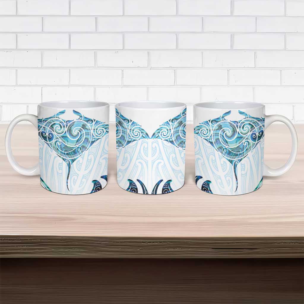 New Zealand Manta Ray Tattoo Ceramic Mug Aotearoa Maori Haehae Paua Shell - Aussie Hoodie
