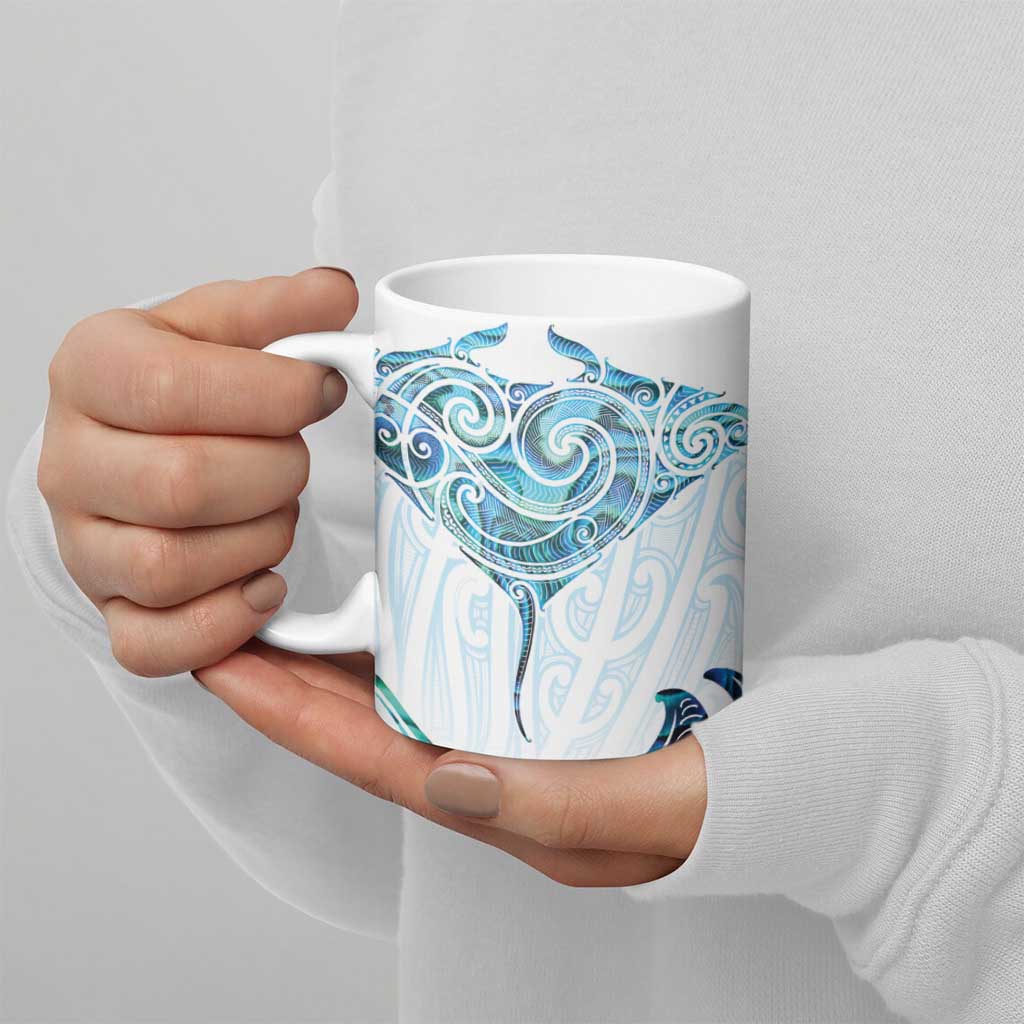New Zealand Manta Ray Tattoo Ceramic Mug Aotearoa Maori Haehae Paua Shell - Aussie Hoodie