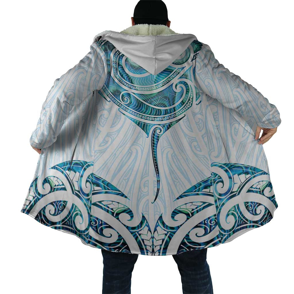 New Zealand Manta Ray Tattoo Cloak Aotearoa Maori Haehae Paua Shell - Aussie Hoodie