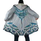 New Zealand Manta Ray Tattoo Cloak Aotearoa Maori Haehae Paua Shell - Aussie Hoodie
