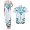 New Zealand Manta Ray Tattoo Couples Matching Tank Maxi Dress and Hawaiian Shirt Aotearoa Maori Haehae Paua Shell - Aussie Hoodie