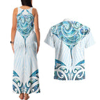 New Zealand Manta Ray Tattoo Couples Matching Tank Maxi Dress and Hawaiian Shirt Aotearoa Maori Haehae Paua Shell - Aussie Hoodie
