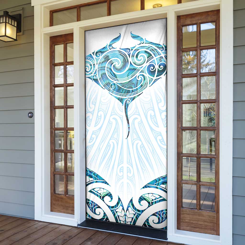 New Zealand Manta Ray Tattoo Door Cover Aotearoa Maori Haehae Paua Shell - Aussie Hoodie