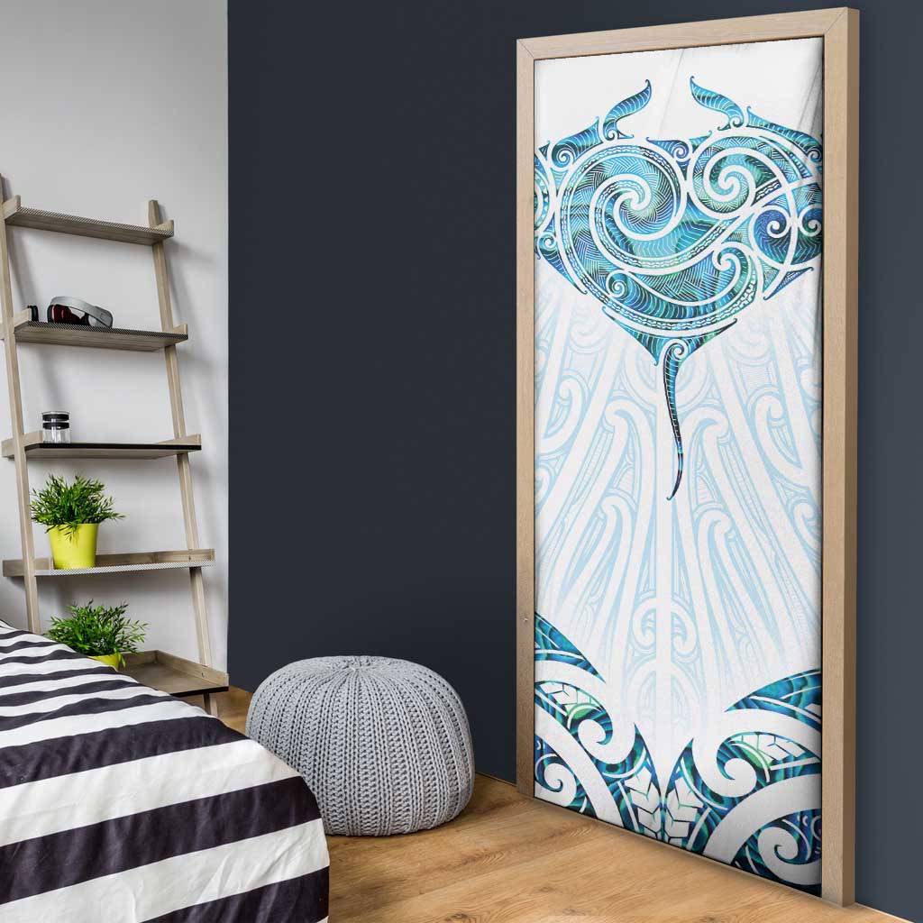New Zealand Manta Ray Tattoo Door Cover Aotearoa Maori Haehae Paua Shell - Aussie Hoodie