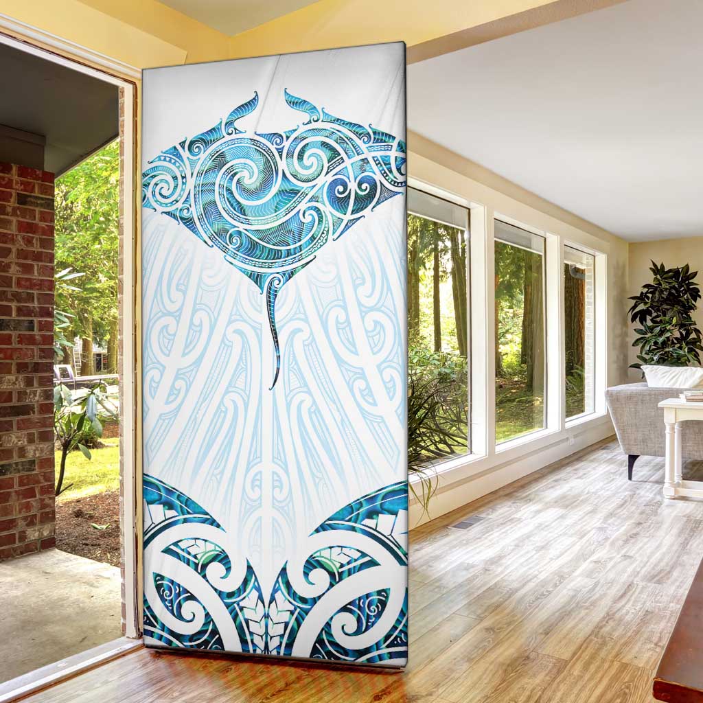 New Zealand Manta Ray Tattoo Door Cover Aotearoa Maori Haehae Paua Shell - Aussie Hoodie