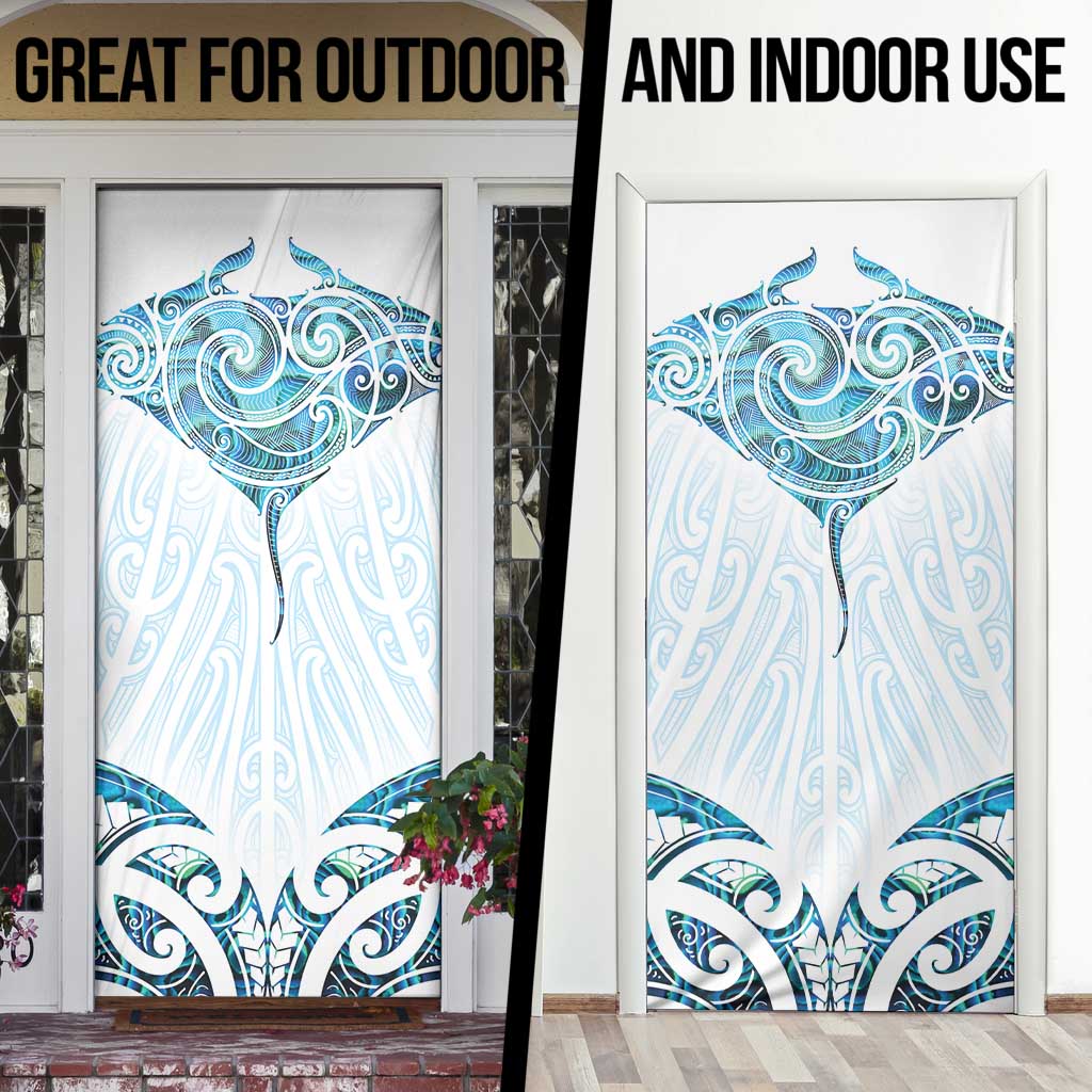 New Zealand Manta Ray Tattoo Door Cover Aotearoa Maori Haehae Paua Shell - Aussie Hoodie