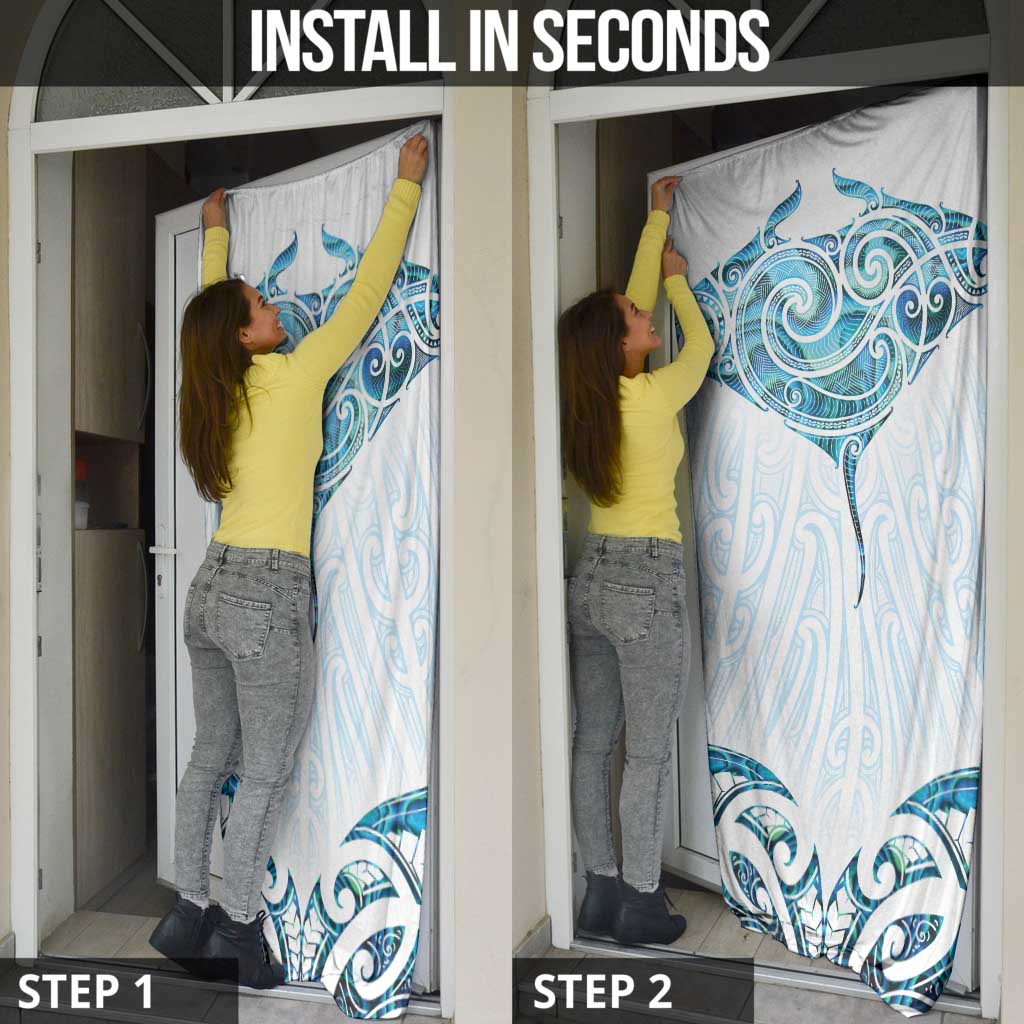 New Zealand Manta Ray Tattoo Door Cover Aotearoa Maori Haehae Paua Shell - Aussie Hoodie