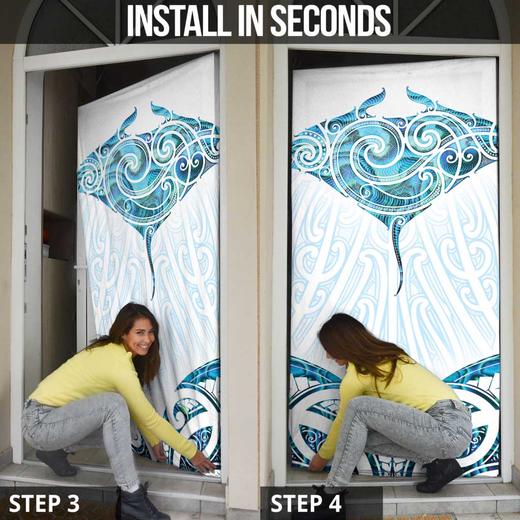 New Zealand Manta Ray Tattoo Door Cover Aotearoa Maori Haehae Paua Shell - Aussie Hoodie
