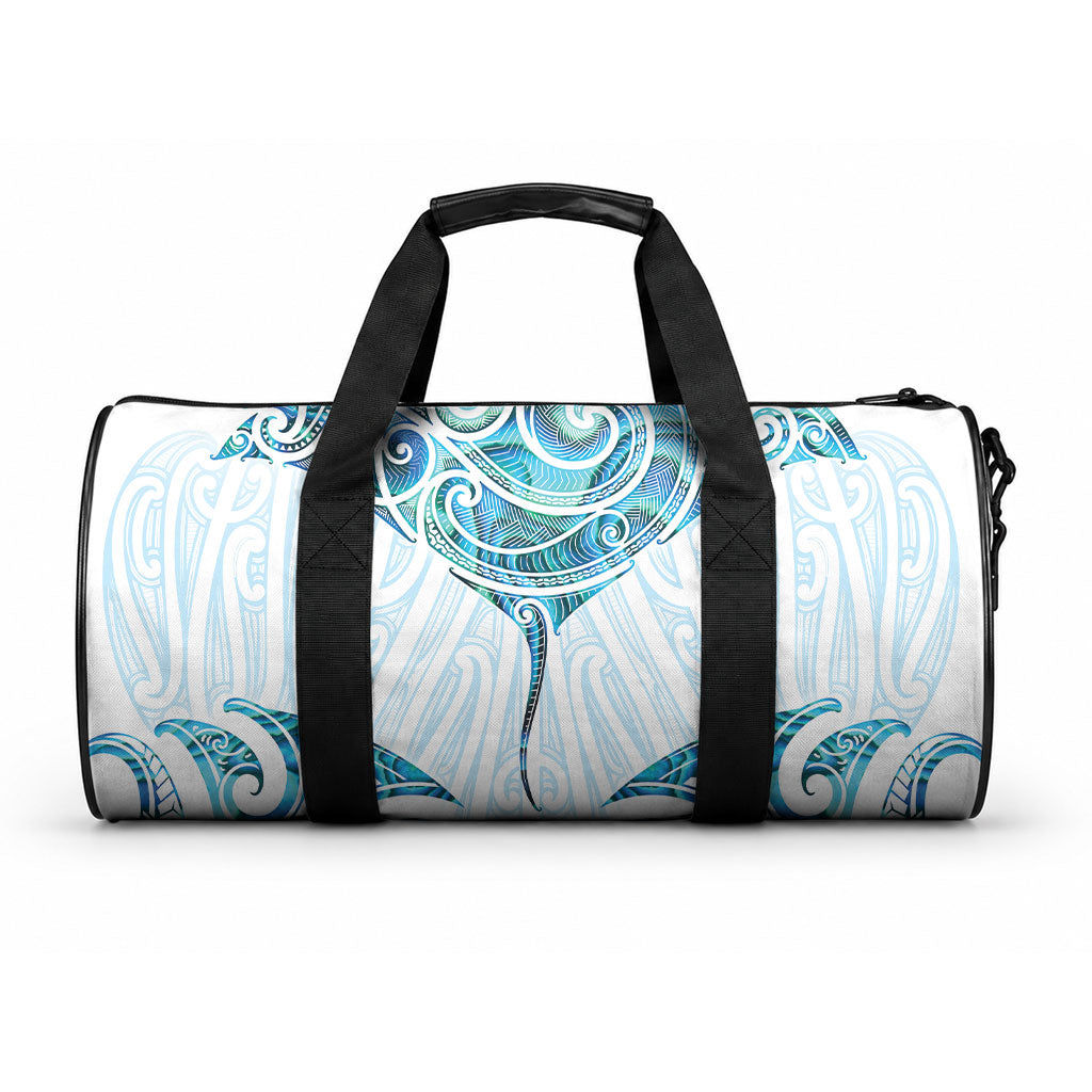 New Zealand Manta Ray Tattoo Duffle Bag Aotearoa Maori Haehae Paua Shell