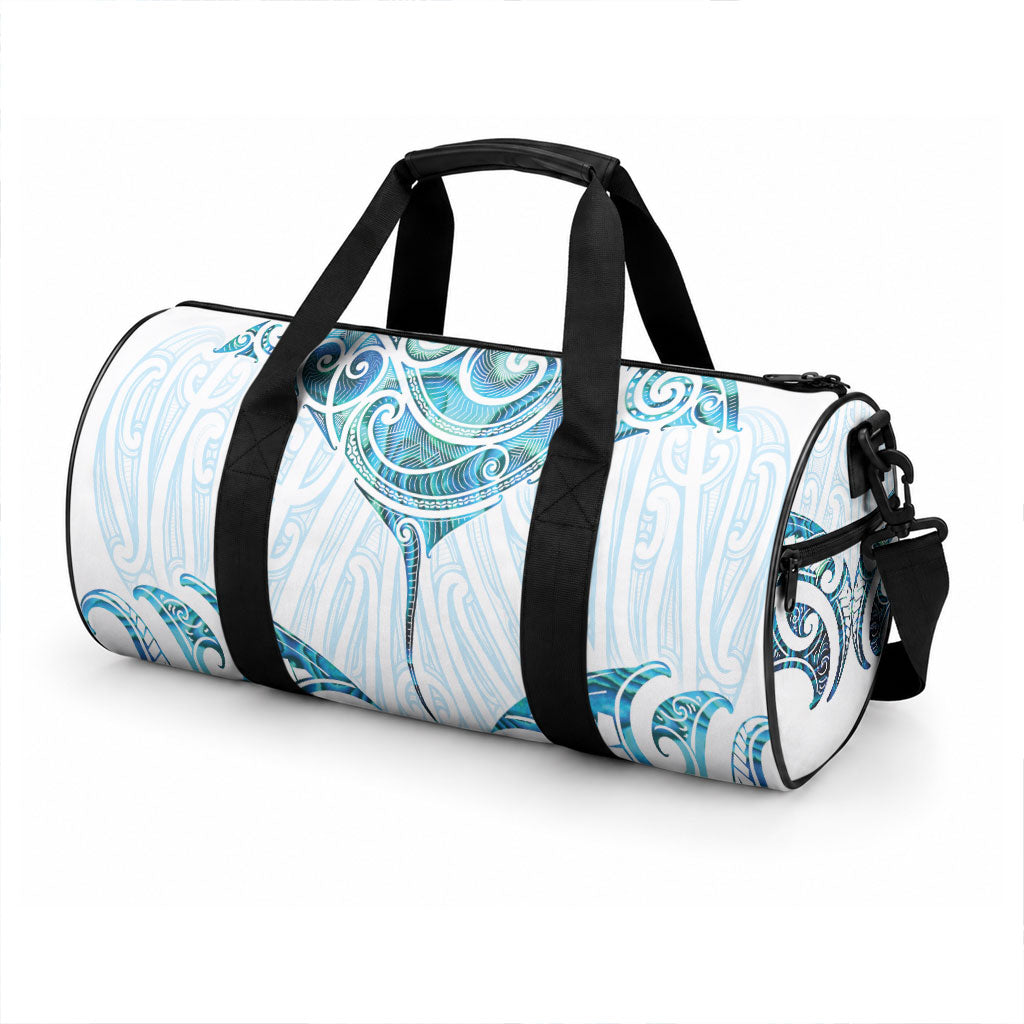 New Zealand Manta Ray Tattoo Duffle Bag Aotearoa Maori Haehae Paua Shell