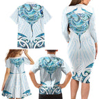 New Zealand Manta Ray Tattoo Family Matching Long Sleeve Bodycon Dress and Hawaiian Shirt Aotearoa Maori Haehae Paua Shell - Aussie Hoodie