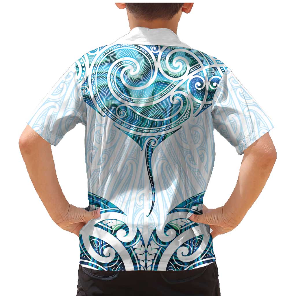 New Zealand Manta Ray Tattoo Family Matching Mermaid Dress and Hawaiian Shirt Aotearoa Maori Haehae Paua Shell - Aussie Hoodie