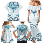 New Zealand Manta Ray Tattoo Family Matching Mermaid Dress and Hawaiian Shirt Aotearoa Maori Haehae Paua Shell - Aussie Hoodie