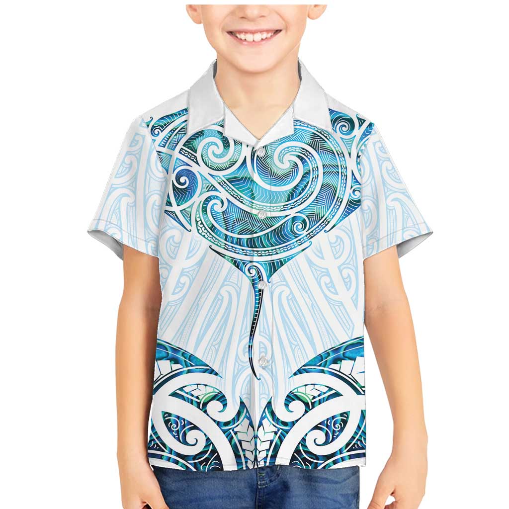 New Zealand Manta Ray Tattoo Family Matching Mermaid Dress and Hawaiian Shirt Aotearoa Maori Haehae Paua Shell - Aussie Hoodie