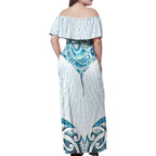 New Zealand Manta Ray Tattoo Family Matching Off Shoulder Maxi Dress and Hawaiian Shirt Aotearoa Maori Haehae Paua Shell - Aussie Hoodie