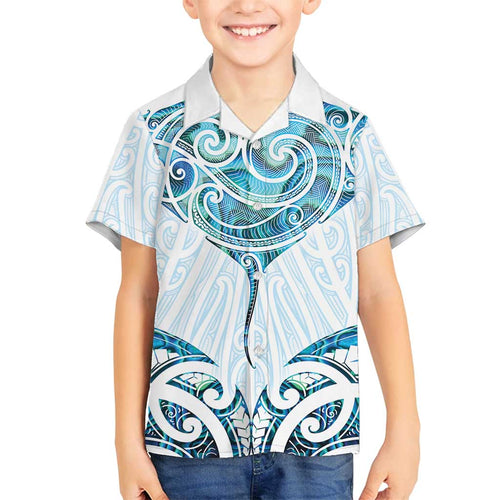 New Zealand Manta Ray Tattoo Family Matching Off Shoulder Maxi Dress and Hawaiian Shirt Aotearoa Maori Haehae Paua Shell - Aussie Hoodie