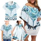 New Zealand Manta Ray Tattoo Family Matching Off Shoulder Short Dress and Hawaiian Shirt Aotearoa Maori Haehae Paua Shell - Aussie Hoodie