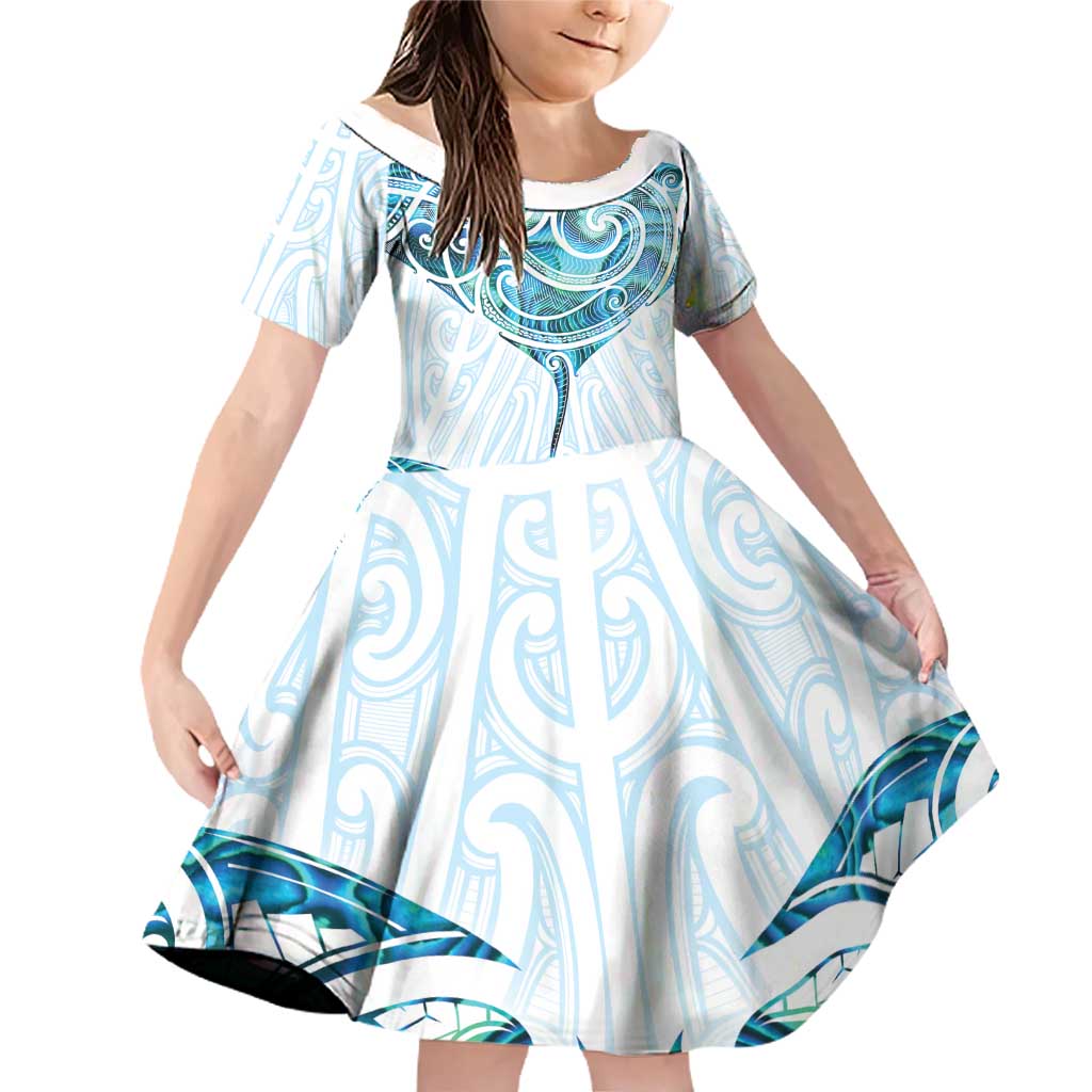 New Zealand Manta Ray Tattoo Family Matching Off Shoulder Short Dress and Hawaiian Shirt Aotearoa Maori Haehae Paua Shell - Aussie Hoodie