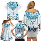 New Zealand Manta Ray Tattoo Family Matching Off Shoulder Short Dress and Hawaiian Shirt Aotearoa Maori Haehae Paua Shell - Aussie Hoodie