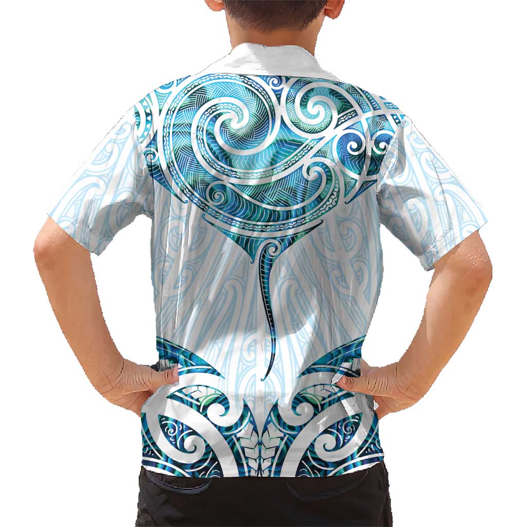 New Zealand Manta Ray Tattoo Family Matching Short Sleeve Bodycon Dress and Hawaiian Shirt Aotearoa Maori Haehae Paua Shell - Aussie Hoodie
