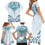 New Zealand Manta Ray Tattoo Family Matching Short Sleeve Bodycon Dress and Hawaiian Shirt Aotearoa Maori Haehae Paua Shell - Aussie Hoodie