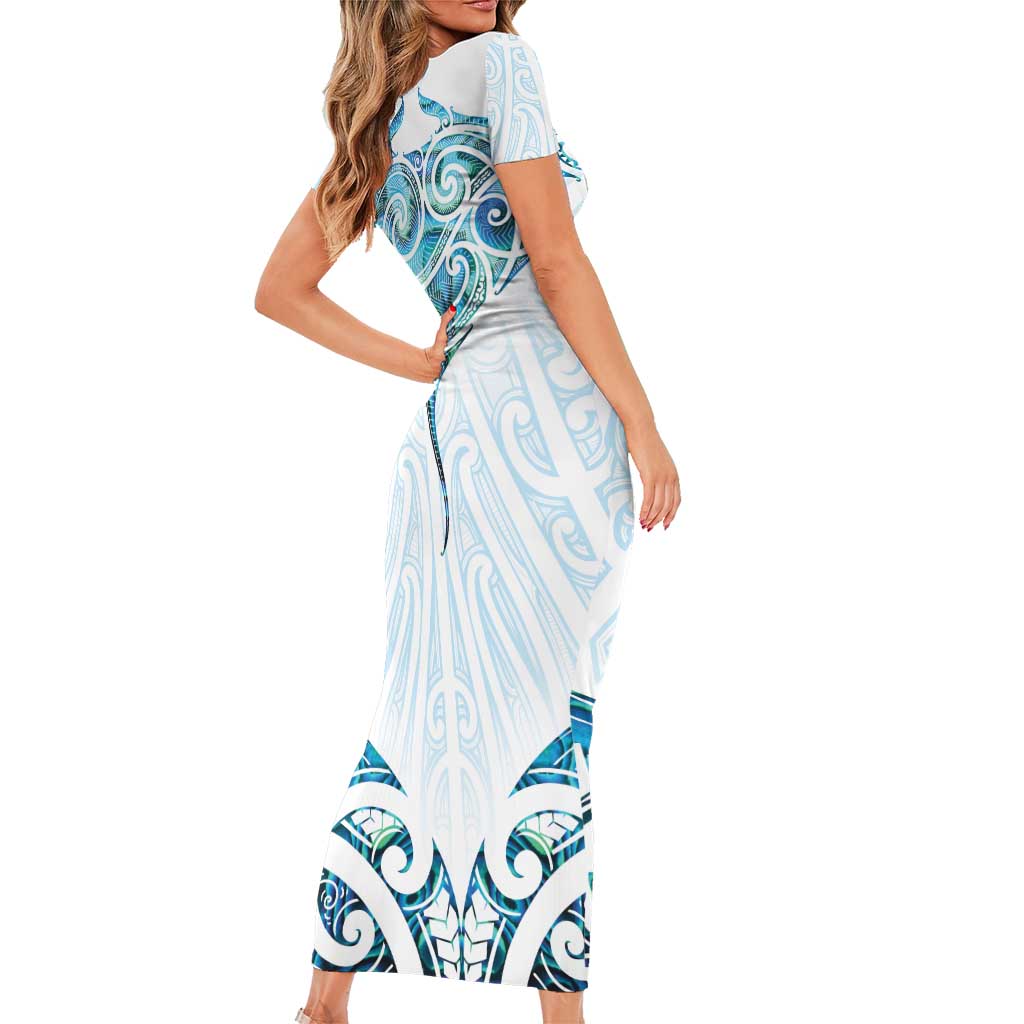New Zealand Manta Ray Tattoo Family Matching Short Sleeve Bodycon Dress and Hawaiian Shirt Aotearoa Maori Haehae Paua Shell - Aussie Hoodie