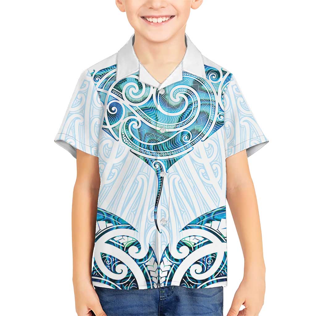 New Zealand Manta Ray Tattoo Family Matching Short Sleeve Bodycon Dress and Hawaiian Shirt Aotearoa Maori Haehae Paua Shell - Aussie Hoodie
