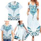 New Zealand Manta Ray Tattoo Family Matching Summer Maxi Dress and Hawaiian Shirt Aotearoa Maori Haehae Paua Shell - Aussie Hoodie