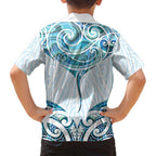 New Zealand Manta Ray Tattoo Family Matching Summer Maxi Dress and Hawaiian Shirt Aotearoa Maori Haehae Paua Shell - Aussie Hoodie
