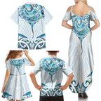 New Zealand Manta Ray Tattoo Family Matching Summer Maxi Dress and Hawaiian Shirt Aotearoa Maori Haehae Paua Shell - Aussie Hoodie