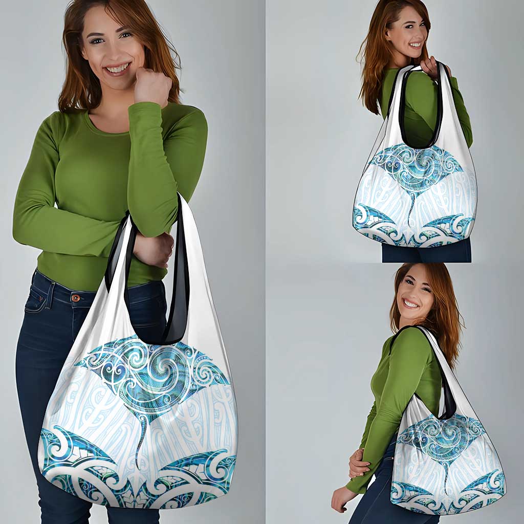 New Zealand Manta Ray Tattoo Grocery Bag Aotearoa Maori Haehae Paua Shell - Aussie Hoodie