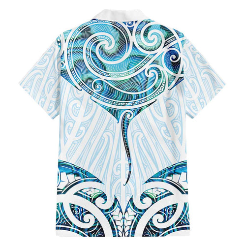 New Zealand Manta Ray Tattoo Hawaiian Shirt Aotearoa Maori Haehae Paua Shell - Aussie Hoodie
