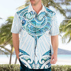 New Zealand Manta Ray Tattoo Hawaiian Shirt Aotearoa Maori Haehae Paua Shell - Aussie Hoodie