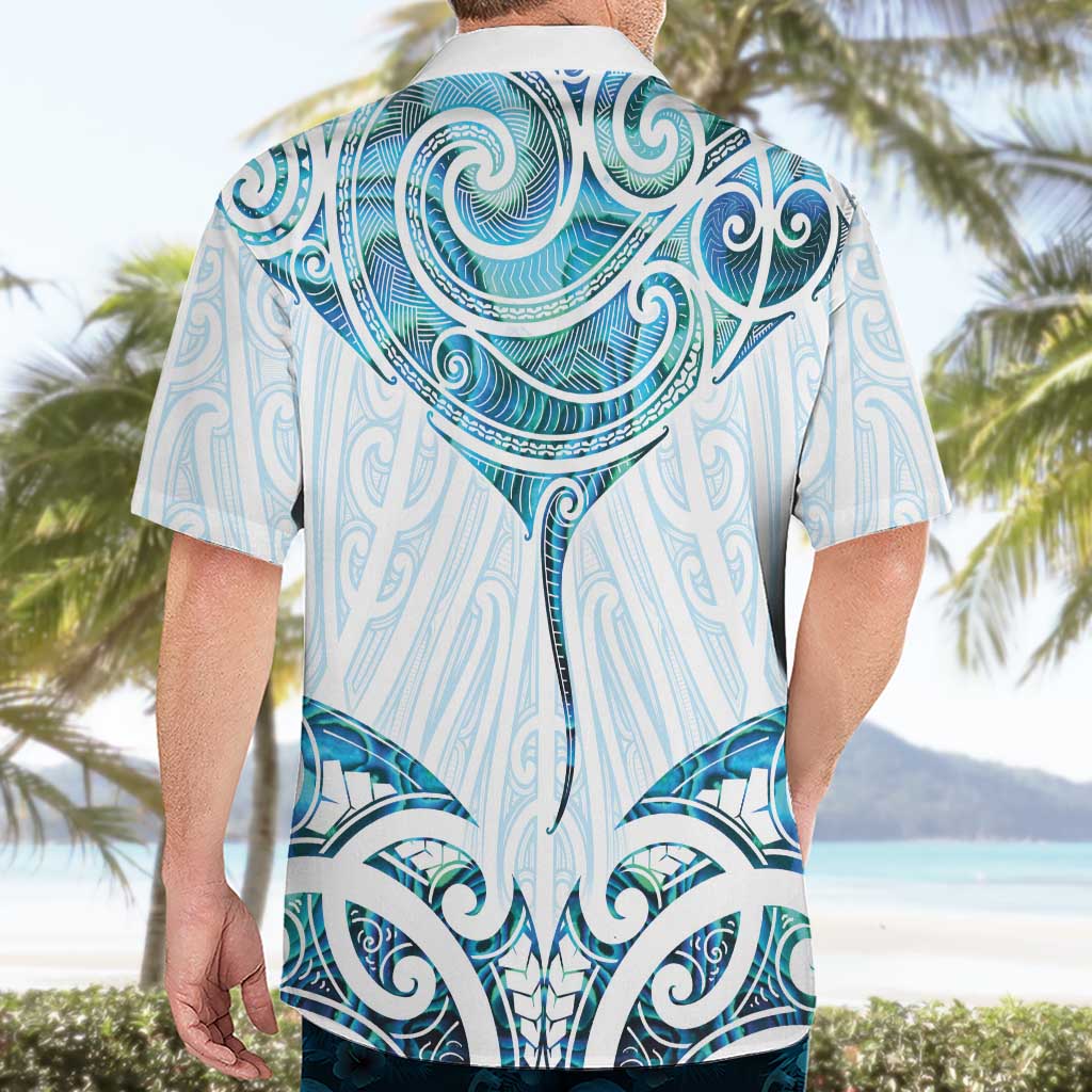 New Zealand Manta Ray Tattoo Hawaiian Shirt Aotearoa Maori Haehae Paua Shell - Aussie Hoodie