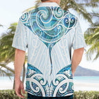 New Zealand Manta Ray Tattoo Hawaiian Shirt Aotearoa Maori Haehae Paua Shell - Aussie Hoodie