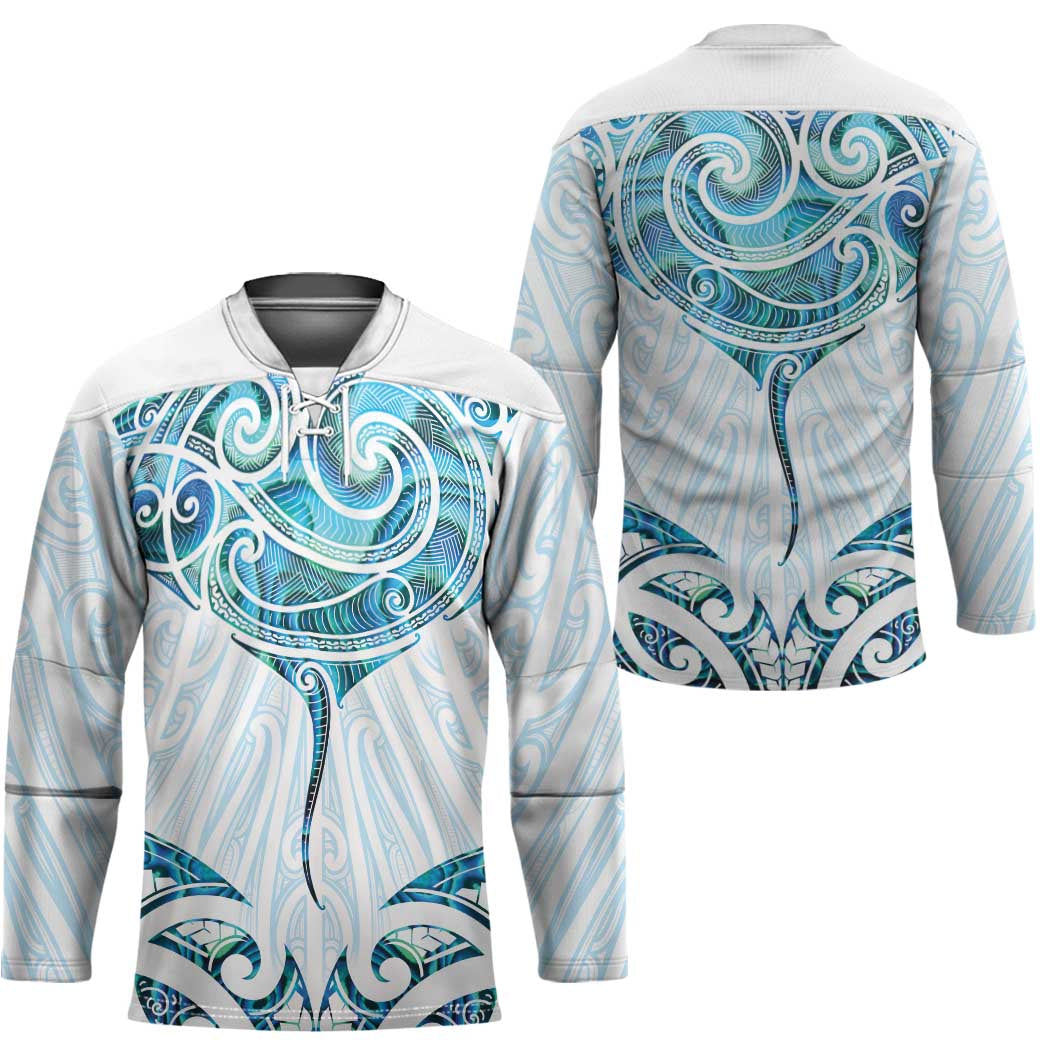 New Zealand Manta Ray Tattoo Hockey Jersey Aotearoa Maori Haehae Paua Shell - Aussie Hoodie