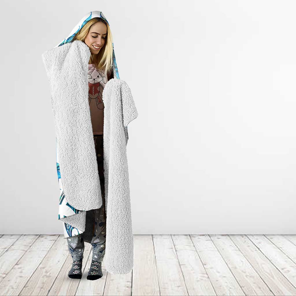 New Zealand Manta Ray Tattoo Hooded Blanket Aotearoa Maori Haehae Paua Shell - Aussie Hoodie