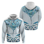 New Zealand Manta Ray Tattoo Hoodie Aotearoa Maori Haehae Paua Shell - Aussie Hoodie