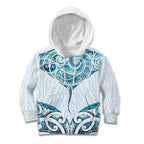 New Zealand Manta Ray Tattoo Kid Hoodie Aotearoa Maori Haehae Paua Shell - Aussie Hoodie