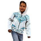New Zealand Manta Ray Tattoo Kid Hoodie Aotearoa Maori Haehae Paua Shell - Aussie Hoodie