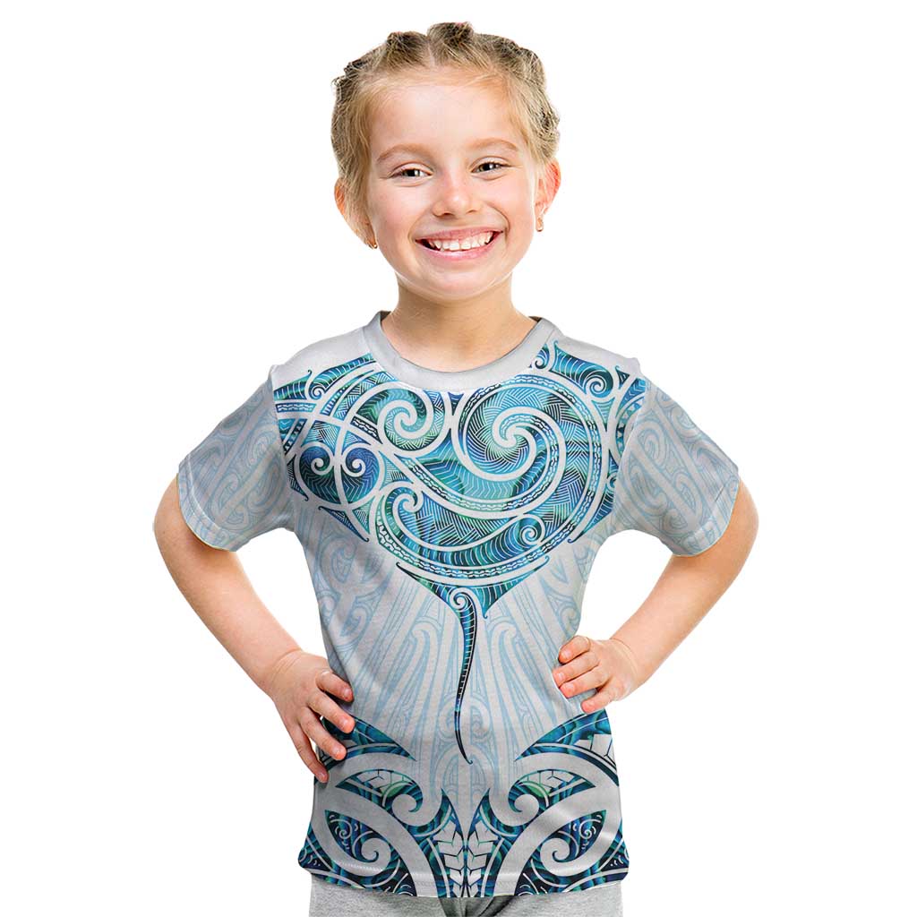 New Zealand Manta Ray Tattoo Kid T Shirt Aotearoa Maori Haehae Paua Shell - Aussie Hoodie