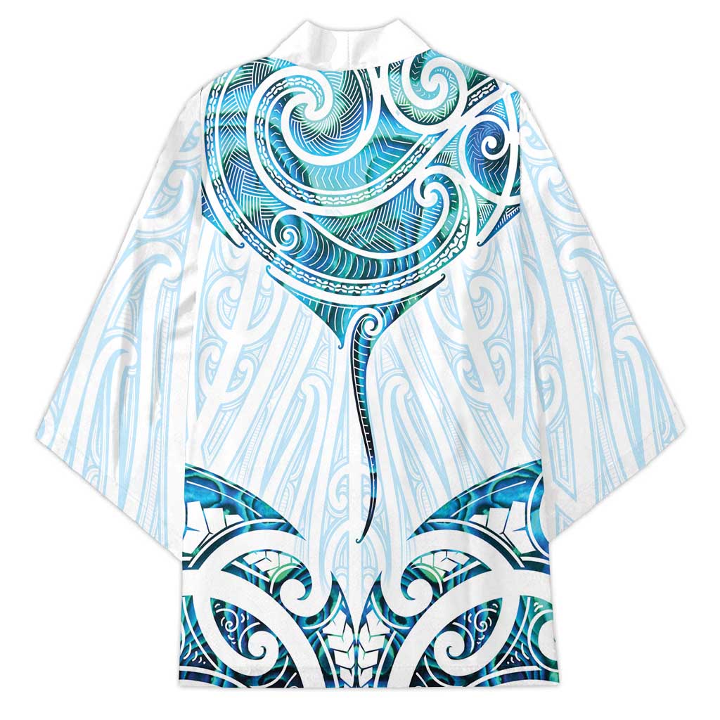 New Zealand Manta Ray Tattoo Kimono Aotearoa Maori Haehae Paua Shell - Aussie Hoodie