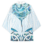 New Zealand Manta Ray Tattoo Kimono Aotearoa Maori Haehae Paua Shell - Aussie Hoodie