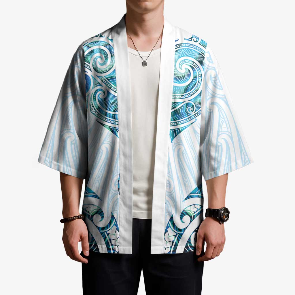 New Zealand Manta Ray Tattoo Kimono Aotearoa Maori Haehae Paua Shell - Aussie Hoodie