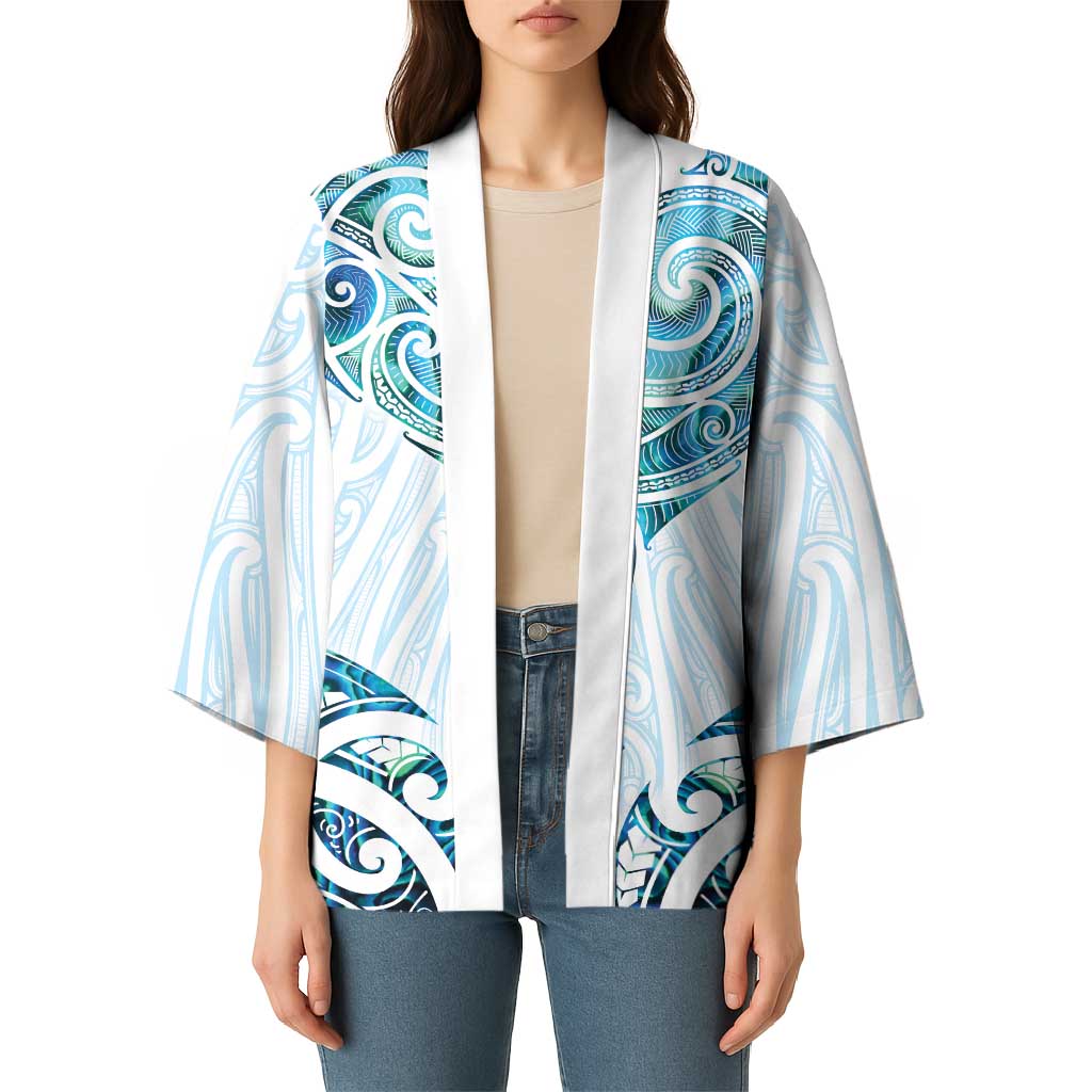 New Zealand Manta Ray Tattoo Kimono Aotearoa Maori Haehae Paua Shell - Aussie Hoodie