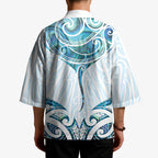 New Zealand Manta Ray Tattoo Kimono Aotearoa Maori Haehae Paua Shell - Aussie Hoodie